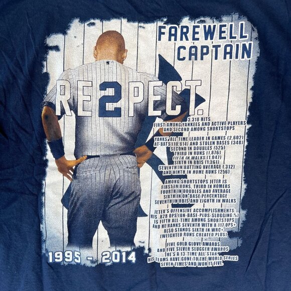Derek Jeter Respect Farwell Captain Yankees Baseball Graphic Tee Adult Size XL - Picture 10 of 10